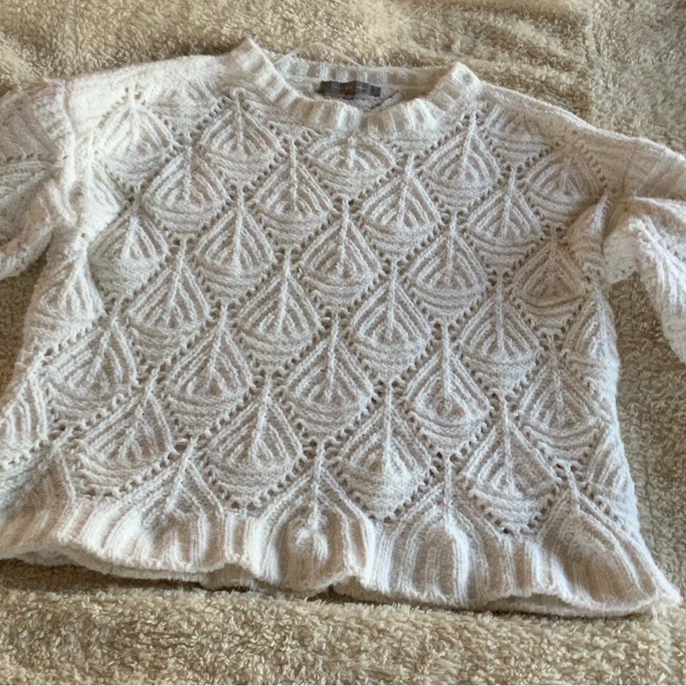 Women’s Large Cream Knit Bell Sleeve Sweater Cobble Lane